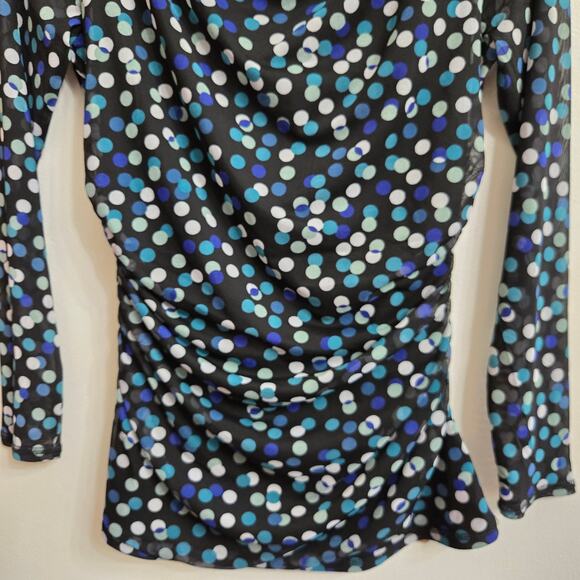 Counterparts Vtg Y2K Twee Polka Dot Drape Cowl Neck Semi-Sheer Artsy Mesh Top S - Picture 3 of 11